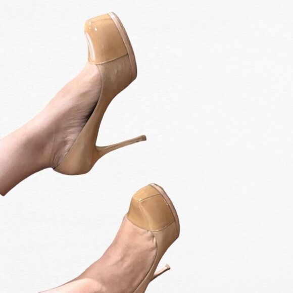 Yves Saint Laurent Patent Leather and Suede Tribtoo Pumps Nude/Camel Size EU 42 - Picture 13 of 14